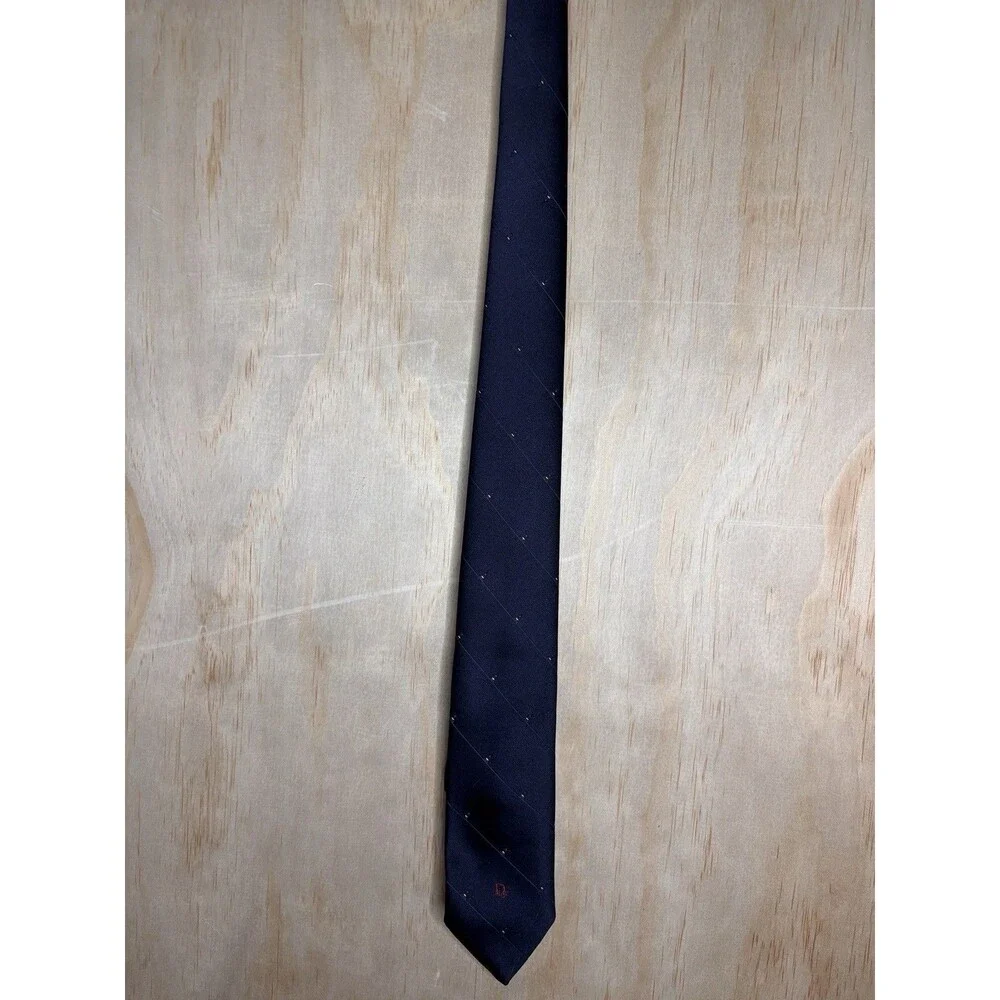 Vintage CHRISTIAN DIOR New York Paris Necktie Tie Navy Made In USA